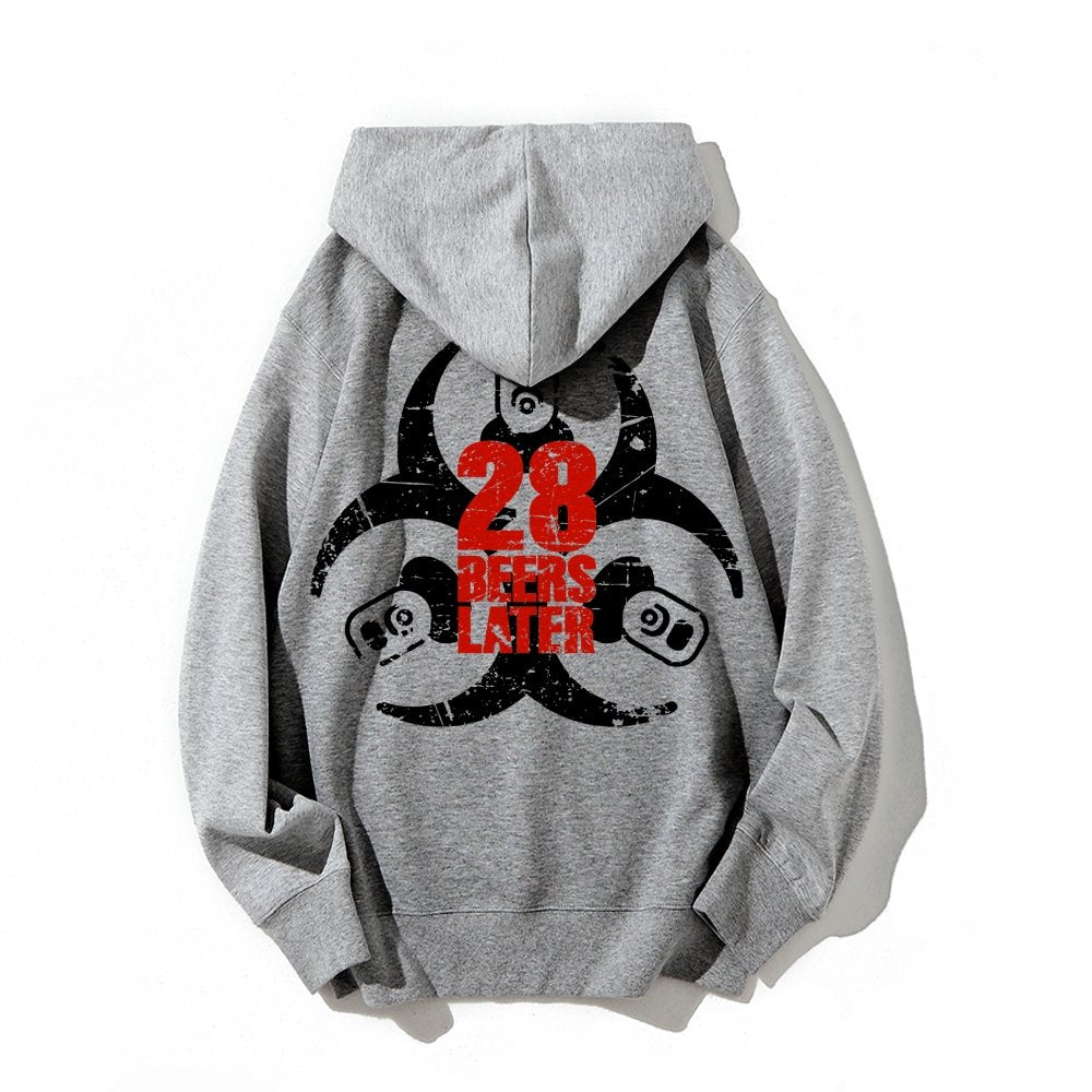 28 beers later Printed Back Unisex Cotton Hoodie