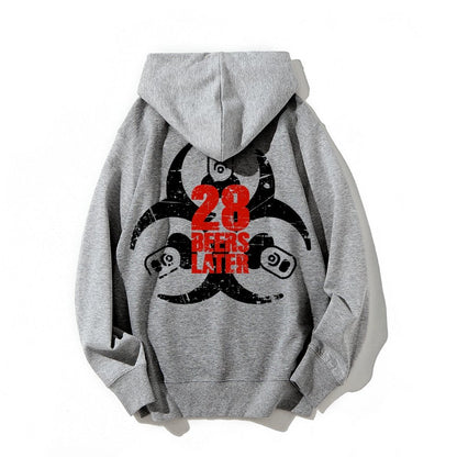 28 beers later Printed Back Unisex Cotton Hoodie