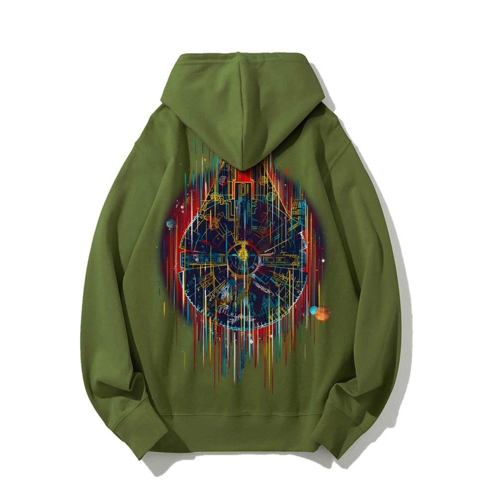 The Neon Falcon Printed Back Cotton Hoodie