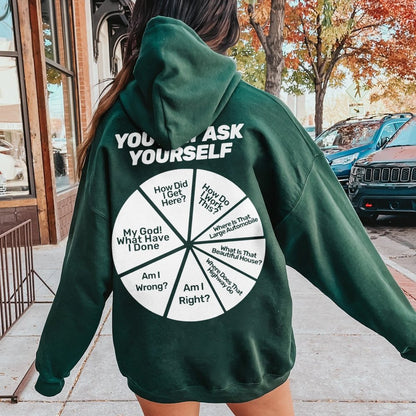 You May Ask Yourself Printed Back Cotton Hoodie