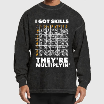 Math Got Skills Multiplying Washed Long Sleeve Tee