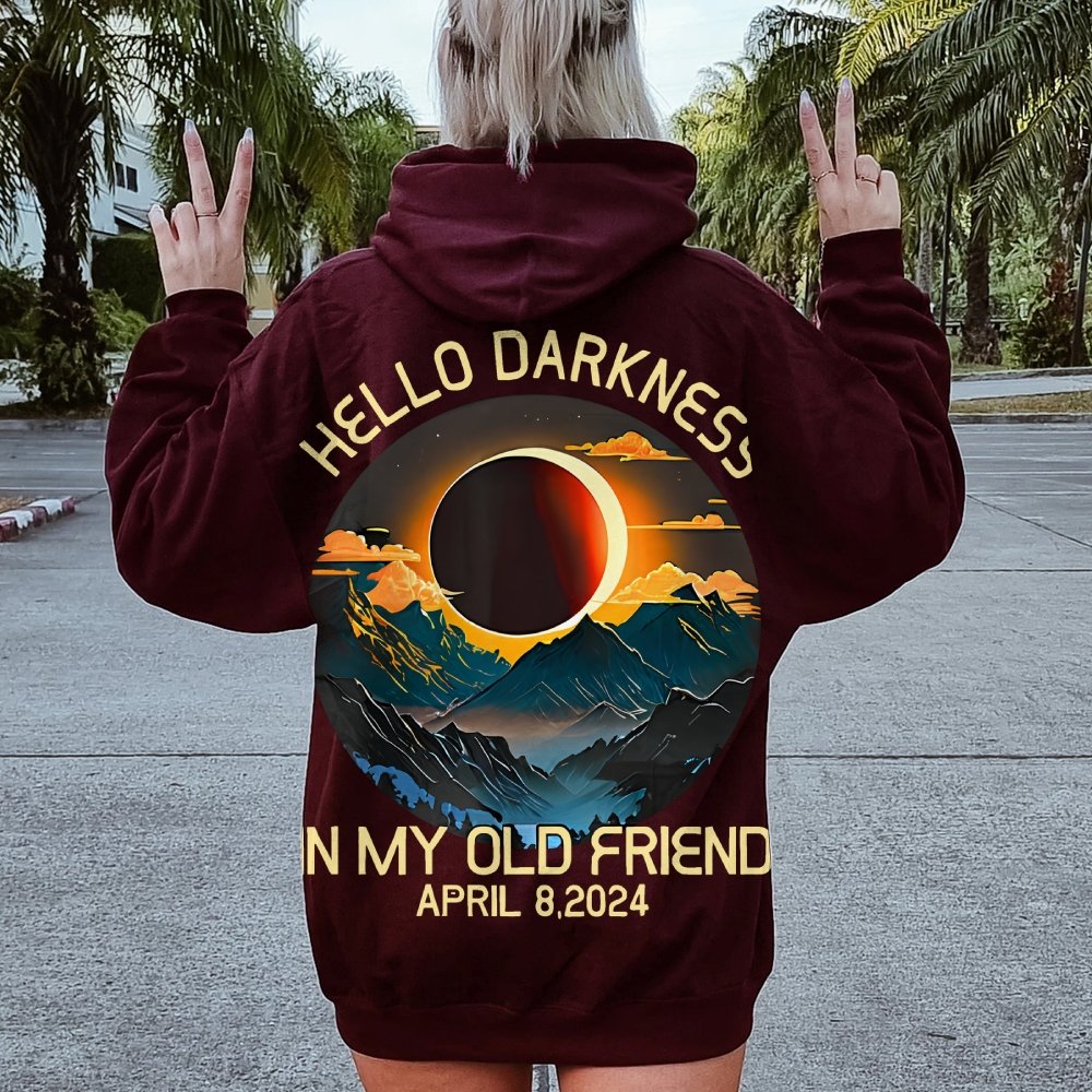 Hello Darkness My Old Friend Nerdy Graphic Geek Printed Back Cotton Hoodie