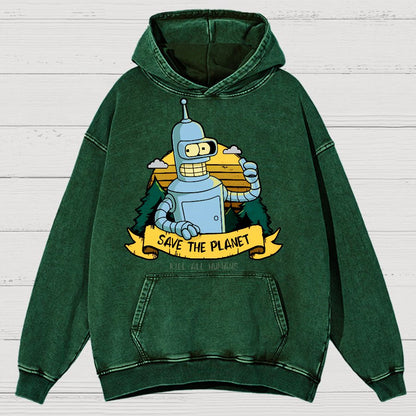 Save The Planet Kill All Humans Vintage Distressed Hoodie