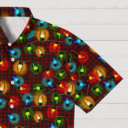 Plaid Christmas Lights Print Geeky Shirt