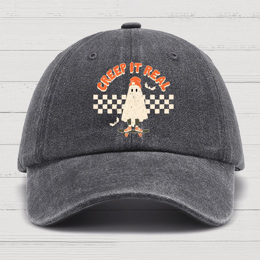 Creep it Real Vintage Ghost Halloween Cotton Hat