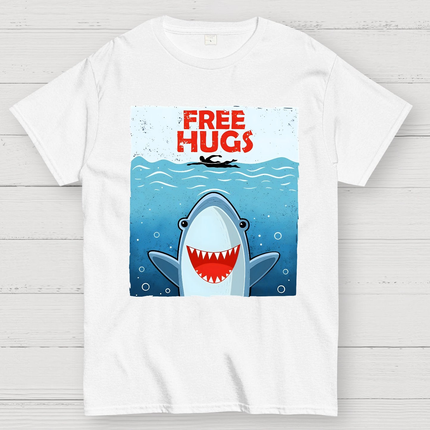 Free Shark Hugs Geek T-Shirt