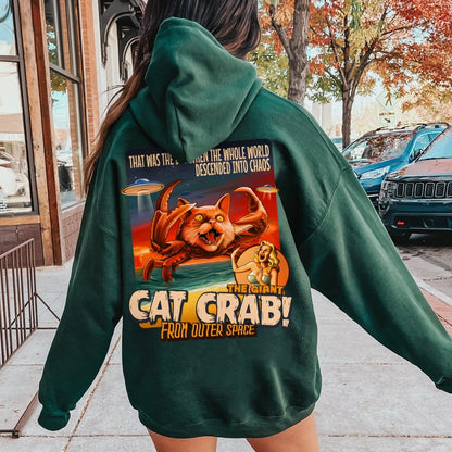 The Giant Cat Crab Geek Printed Back Cotton Hoodie