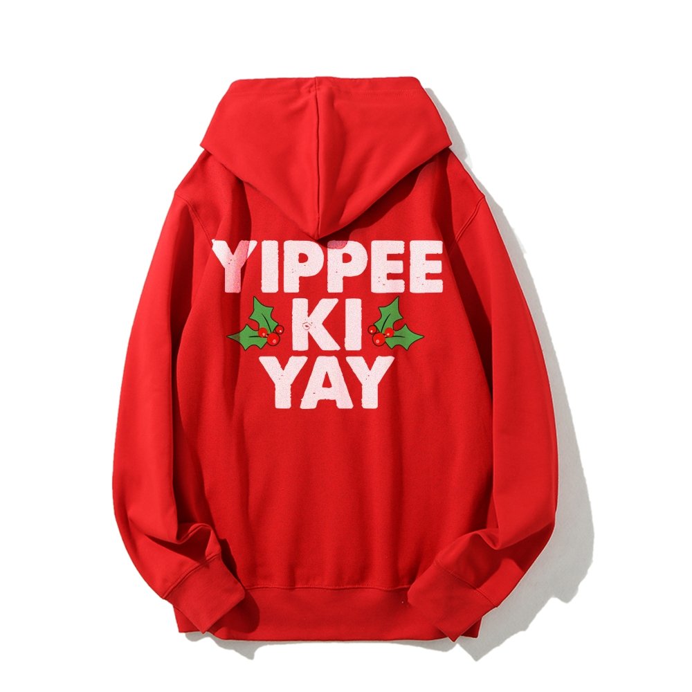Yippee-Ki-Yay Printed Back Unisex Cotton Hoodie