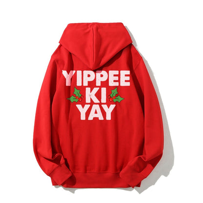 Yippee-Ki-Yay Printed Back Unisex Cotton Hoodie
