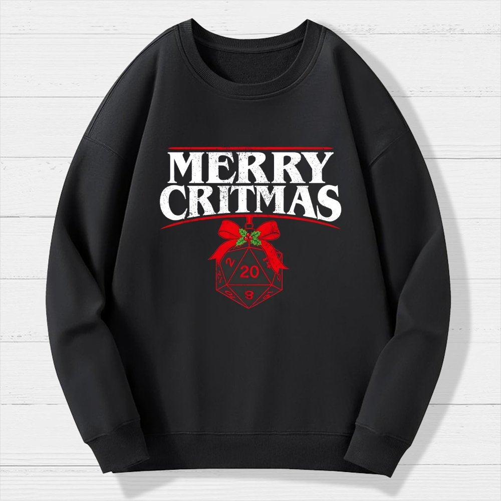 Merry Critmas D20 Holiday Geek Cotton Sweatshirt