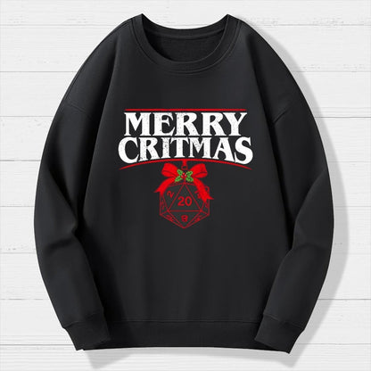 Merry Critmas D20 Holiday Geek Cotton Sweatshirt