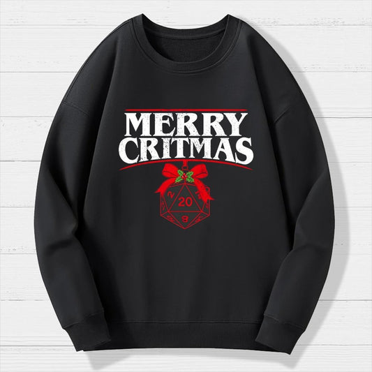 Merry Critmas D20 Holiday Geek Cotton Sweatshirt