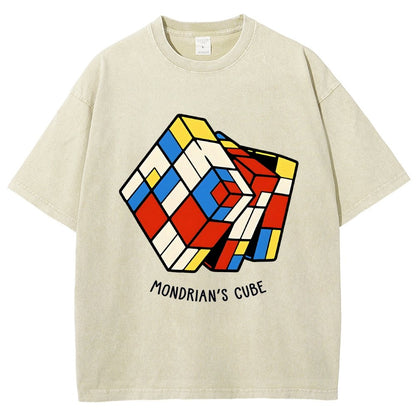 The Mondrian Rubik Cube Vintage Distressed T-shirt