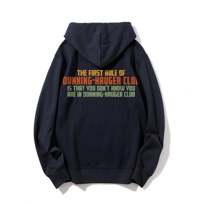 Dunning-Kruger Club Printed Back Unisex Cotton Hoodie
