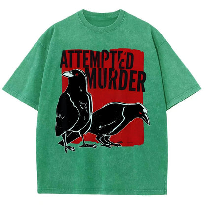 Attempted Murder Crow Vintage Distressed T-shirt