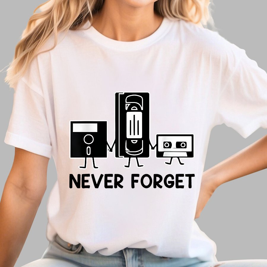 Never Forget Cassette Tape VHS Gamer Old School Funny T-Shirt