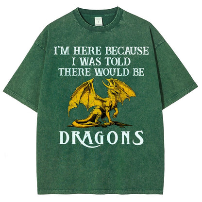 I'm Here Because I Was Told There Would Be Dragons Vintage Distressed T-shirt