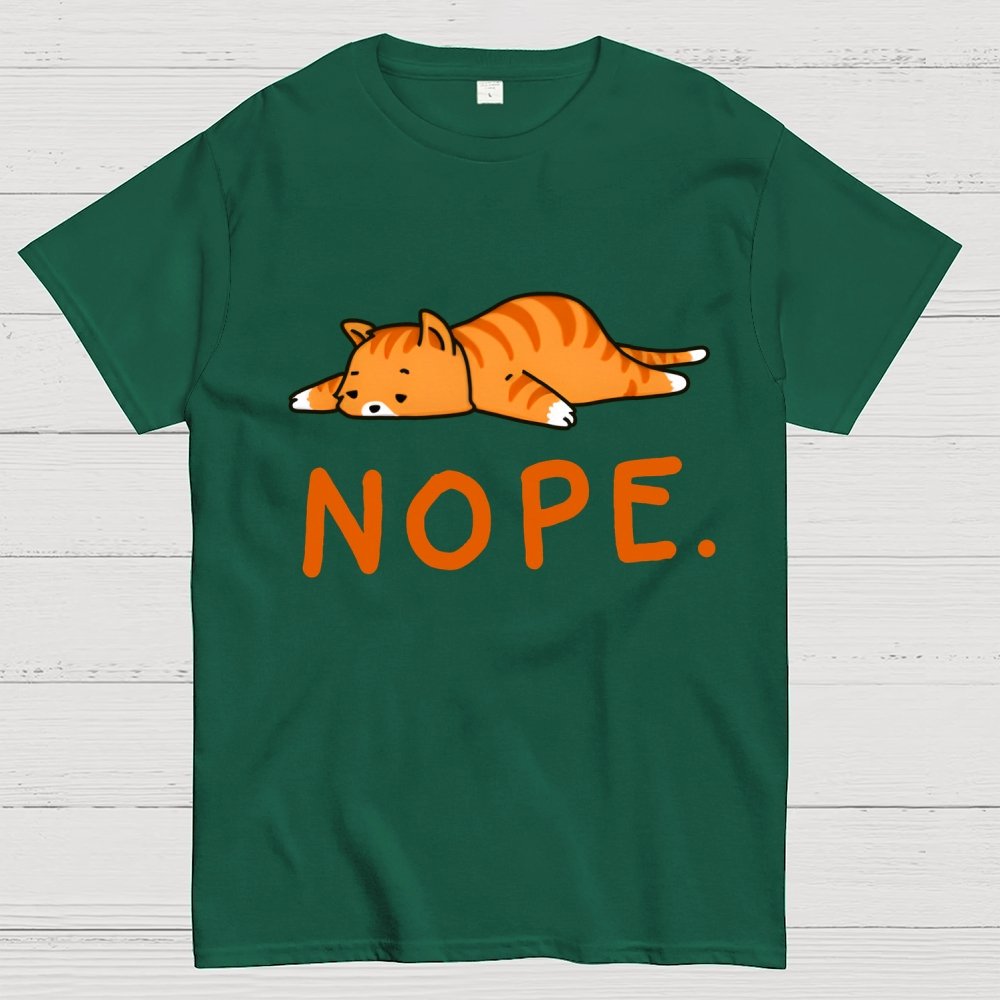 Nope Lazy Cat Geek T-Shirt