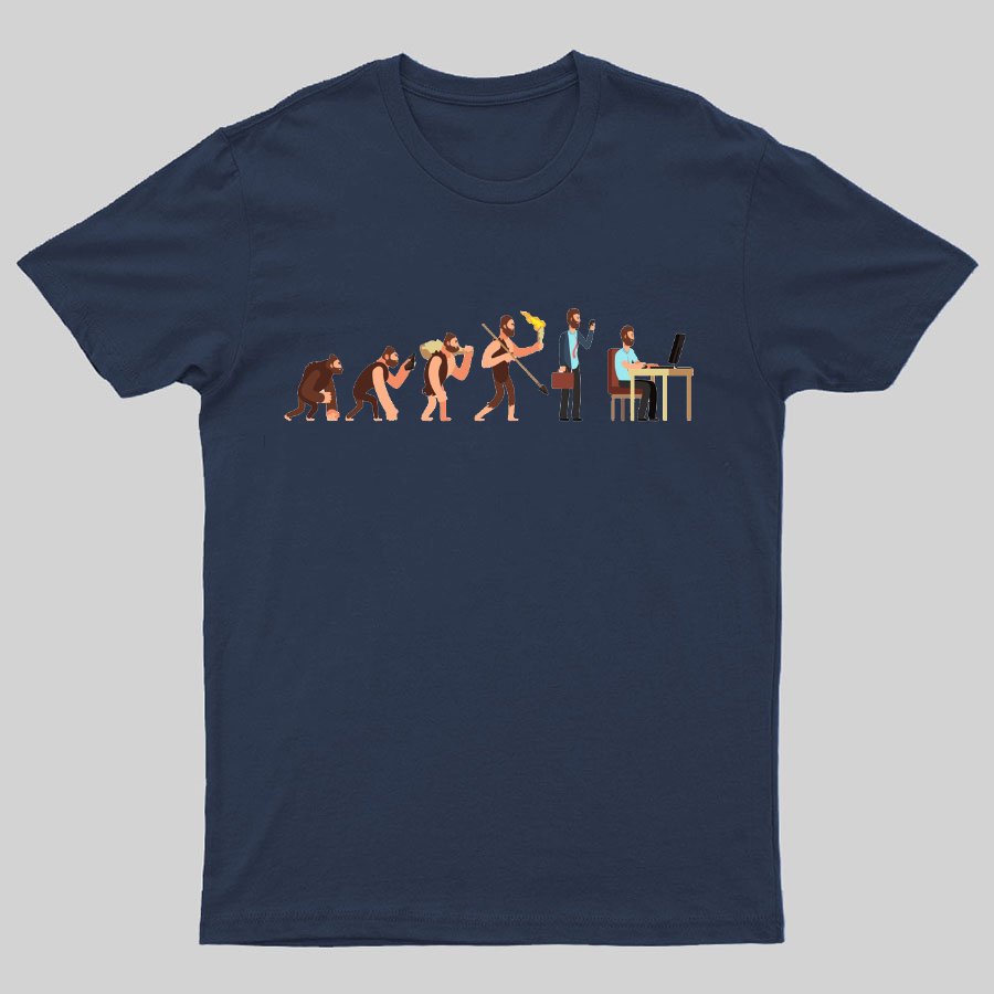 Human evolution From monkey to businessman and computer user Geeky T-Shirt