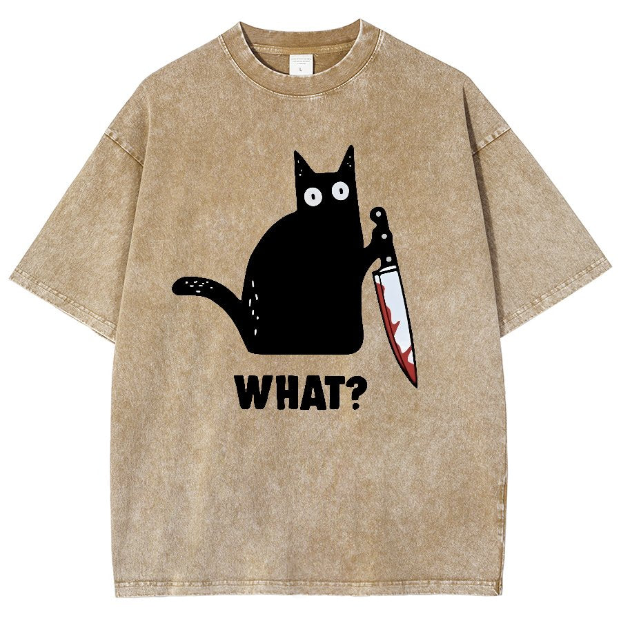 What! Funny Cat Vintage Distressed T-shirt