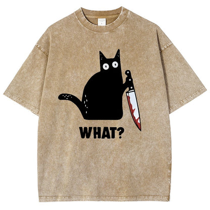 What! Funny Cat Vintage Distressed T-shirt