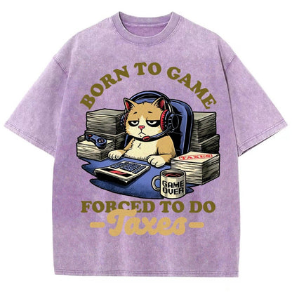 Cat Gamer Taxes Vintage Distressed T-shirt