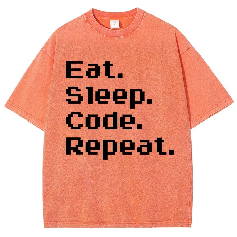 Eat Sleep Code Repeat Vintage Distressed T-shirt