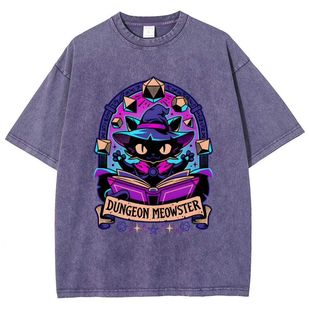 Feline Dungeon Keeper Meowster Vintage Distressed T-shirt