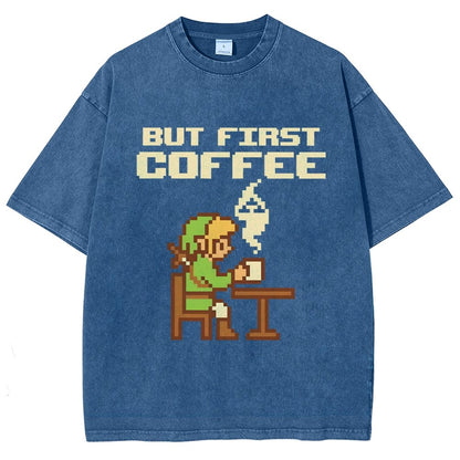 But First Coffee Vintage Distressed T-shirt