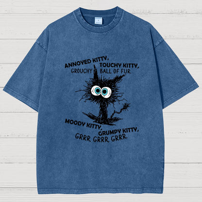 Annoyed Kitty Touchy Kitty Grouchy Ball Funny Vintage Distressed T-shirt