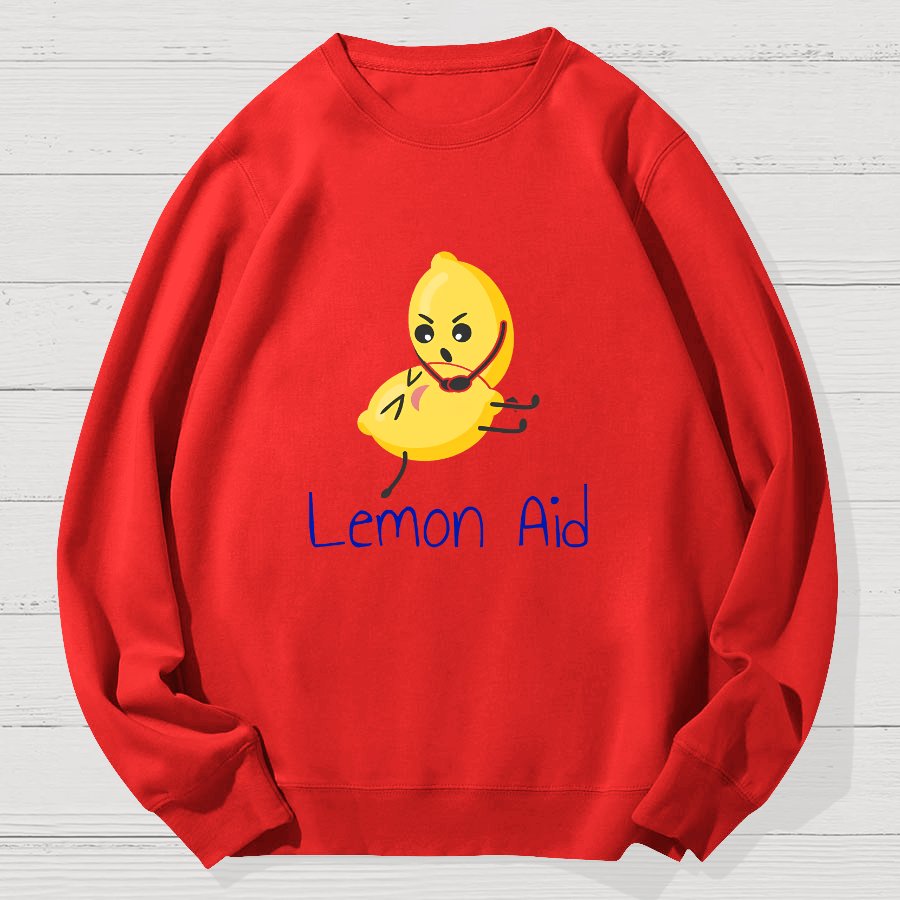 Funny LemonAid - Lemon First Aid Pun Geek Cotton Sweatshirt
