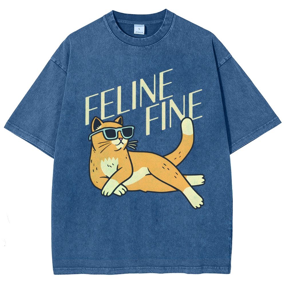 Feline Fine Vintage Distressed T-shirt