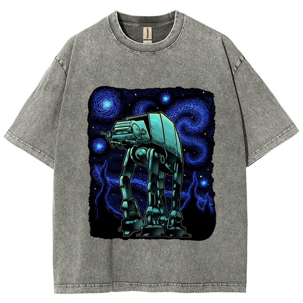 Armored Tank Starry Night Vintage Distressed T-shirt