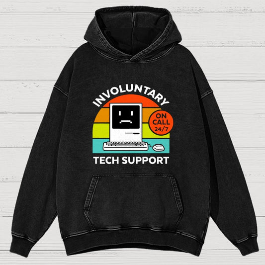 Overthinking Mode ON! Involuntary Tech Support Vintage Distressed Hoodie