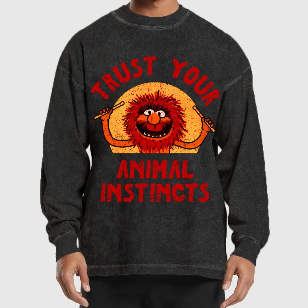 Trust Your Animal Instincts Washed Long Sleeve Tee
