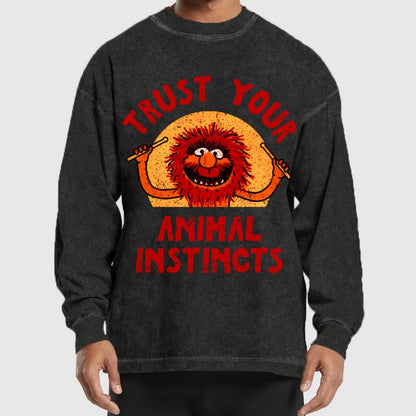 Trust Your Animal Instincts Washed Long Sleeve Tee
