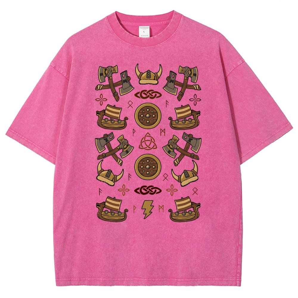 Fantasy Vikings Vintage Distressed T-shirt
