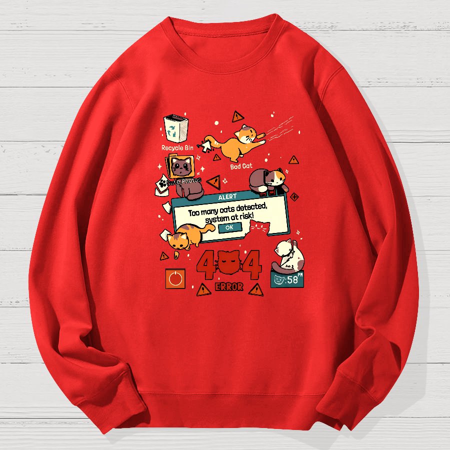 Too Many Cats 404 Alert Geek Cotton Sweatshirt