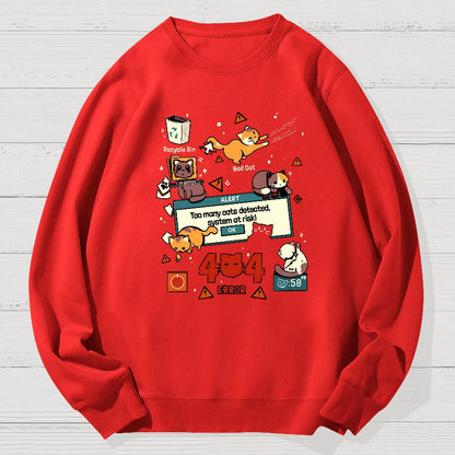 Too Many Cats 404 Alert Geek Cotton Sweatshirt