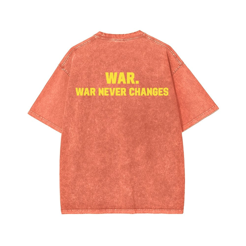 Eternal War Front And Back Printing Washed T-shirt