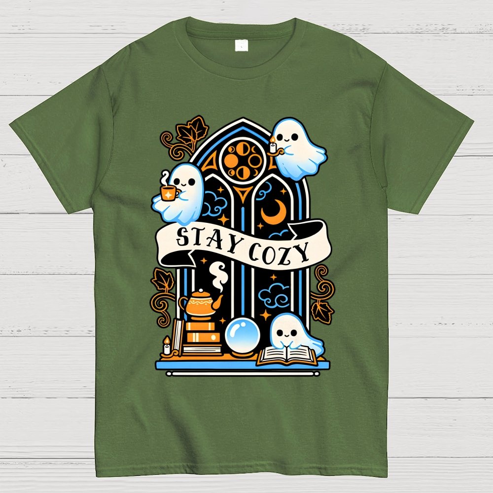 Stay cozy cute ghosts Unisex Geek T-Shirt
