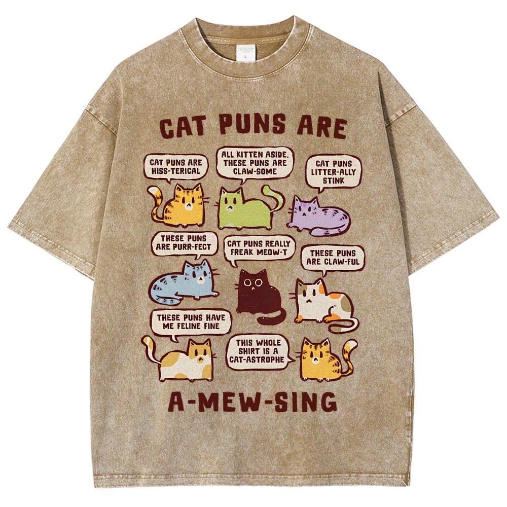 Cat Puns Are A-Mew-sing Vintage Distressed T-shirt