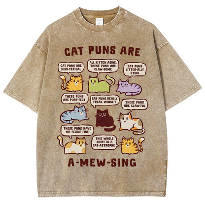 Cat Puns Are A-Mew-sing Vintage Distressed T-shirt