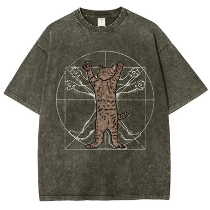 vitruvian cat Vintage Distressed T-shirt