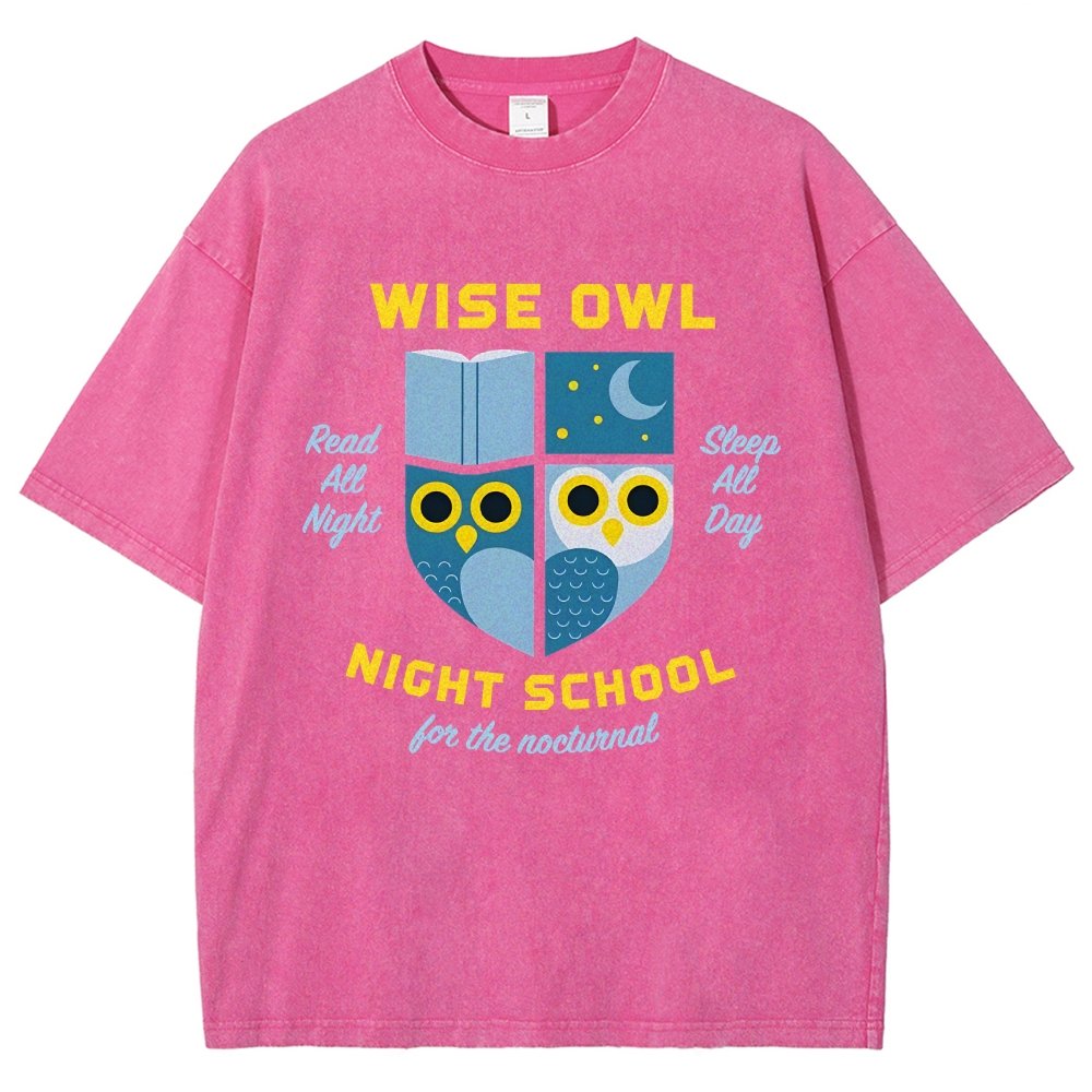 Wise Owl Night School Vintage Distressed T-shirt