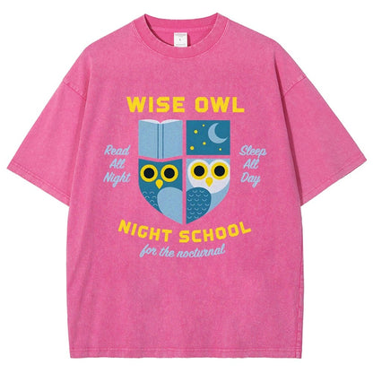 Wise Owl Night School Vintage Distressed T-shirt