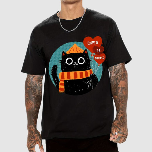 Cupid Is Stupid Funny Cat Geek T-Shirt