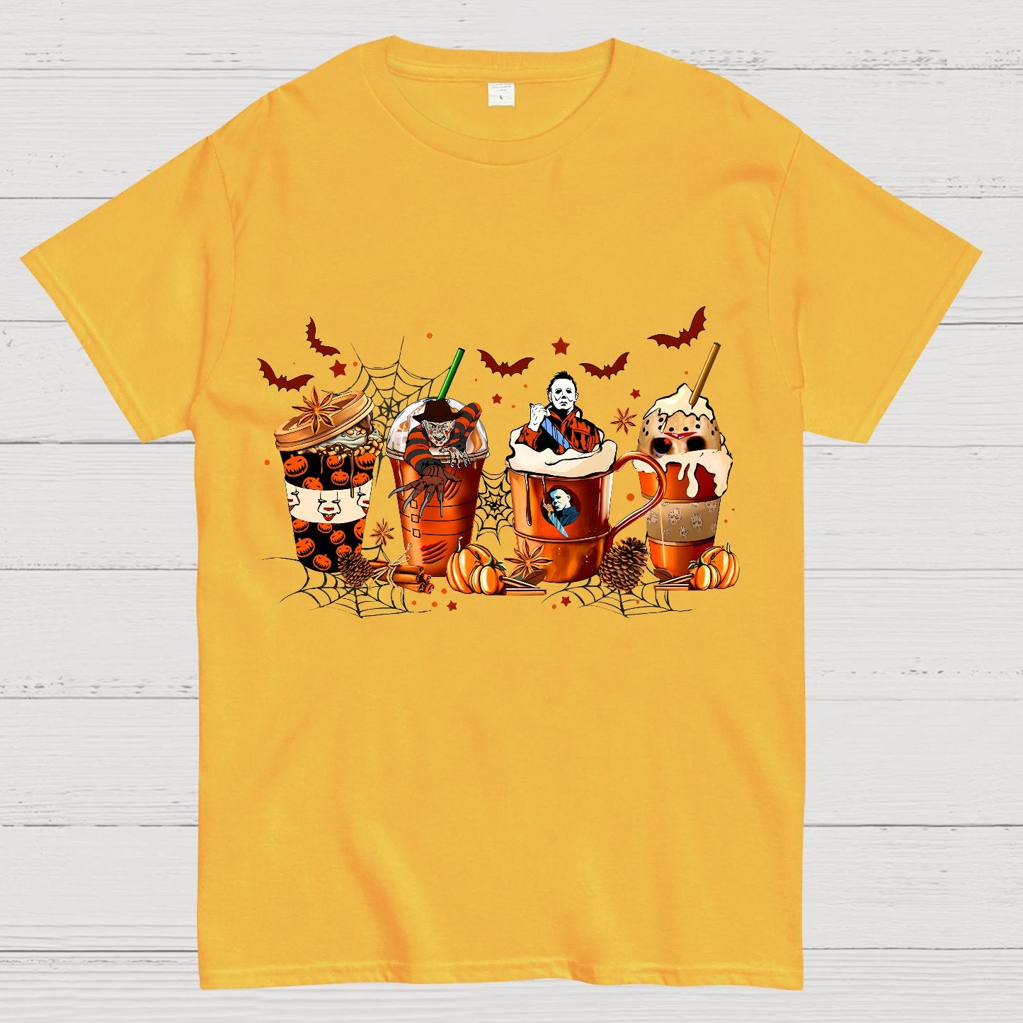 Skeleton Coffee Cups Halloween Geeky T-Shirt