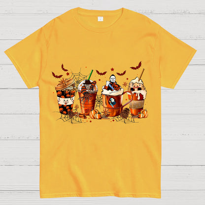 Skeleton Coffee Cups Halloween Geeky T-Shirt
