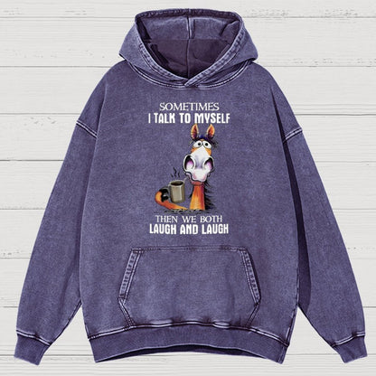 Sometimes I Talk To Myself Vintage Distressed Hoodie